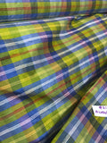 Designer Quality Slubby Silk Dupioni Plaid - GREENS/ BLUES!!!