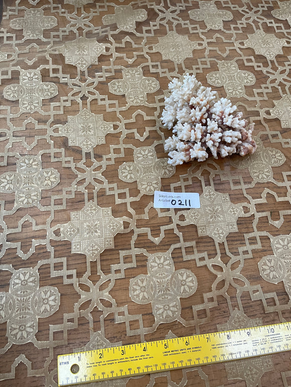 Exquisite Quality Silk Organza Sheers/ Geometrical Pattern - GOLD!!!