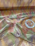 Exquisite Quality Silk Tissue Ikkat Pattern - GREENS/ PURPLE/ GOLD!!!