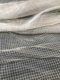 Exquisite Quality Silk Tissue Gingham Check Pattern - WHITE/ SILVER!!!