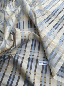 Exquisite Quality Gorgeous Silk Organza Sheer Plaid - BLUES/ CREAM/ OFF-WHITE/ GOLD!!!