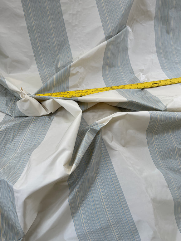 Designer Quality Silk Taffeta Stripes  - OFF-WHITE/ SKY BLUE!!!