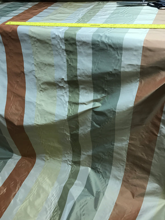 Designer Quality Silk Taffeta Stripes - GREENS/GOLD/BRICK RED/IVORY!!!