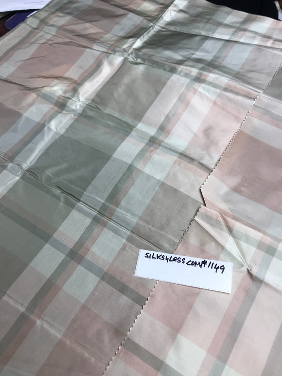 Designer Quality Silk Taffeta Plaid - BABAY PINK/ LIGHT GREEN!!!